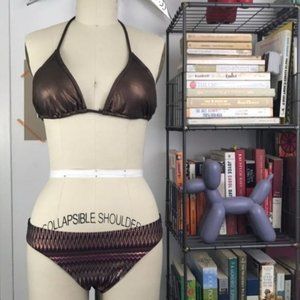 French Connection FCUK Metallic Mix Match Zig Zag Bronze Bikini